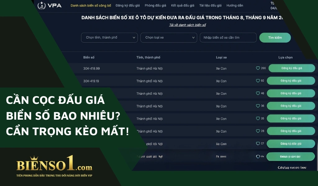 Cọc đấu giá biển số là chi phí bắt buộc người tham gia đóng với cam kết thực hiện đúng quy định.
